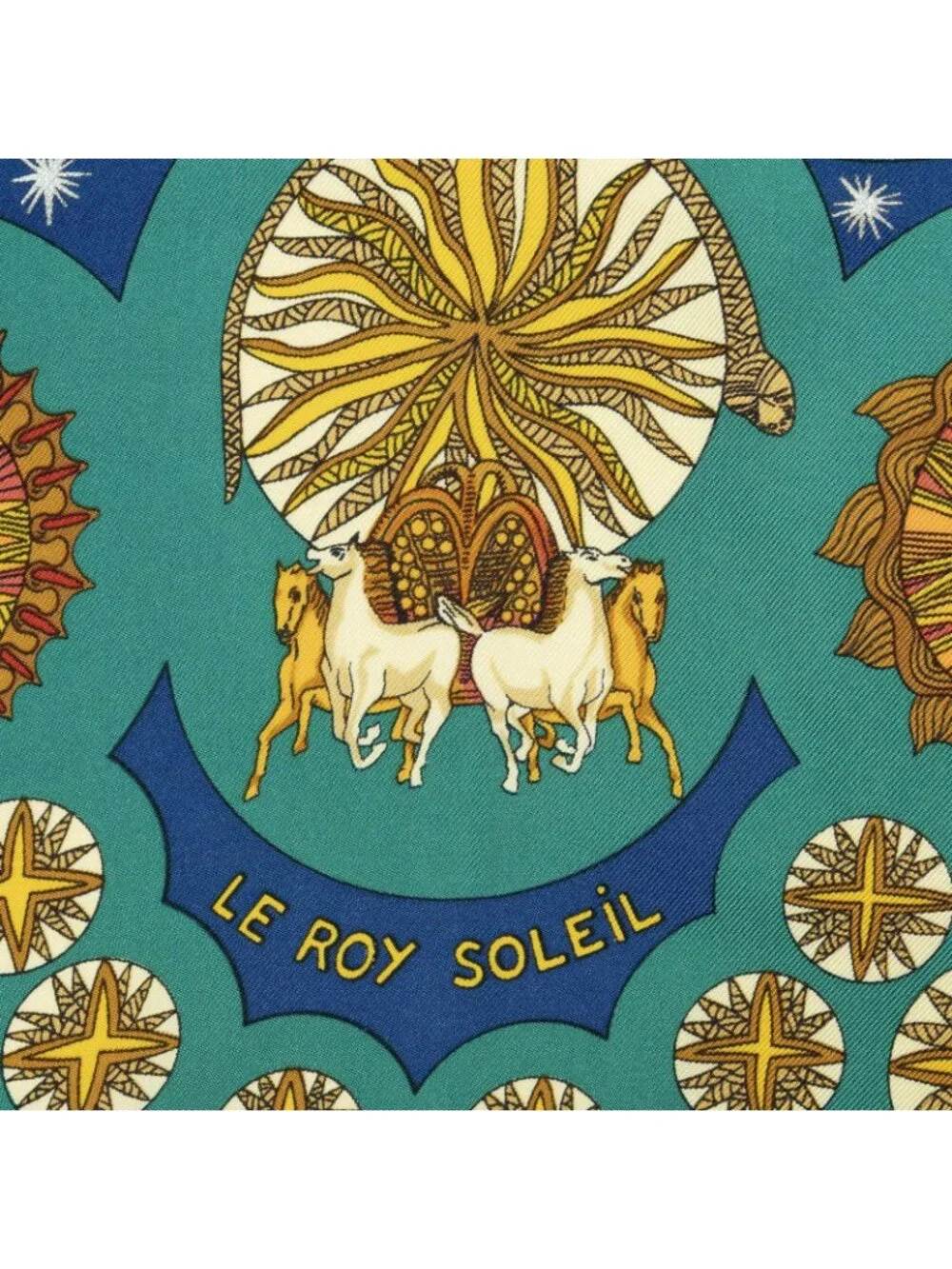 Hermes Scarf Navy Teal Gold 100 % Twill Silk